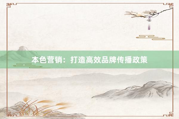 本色营销：打造高效品牌传播政策